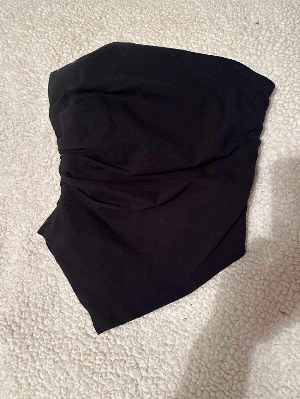 Abercrombie & Fitch Black Strapless Draped Asymmetric Top